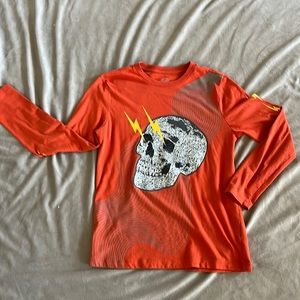 Long sleeve orange skull shirt